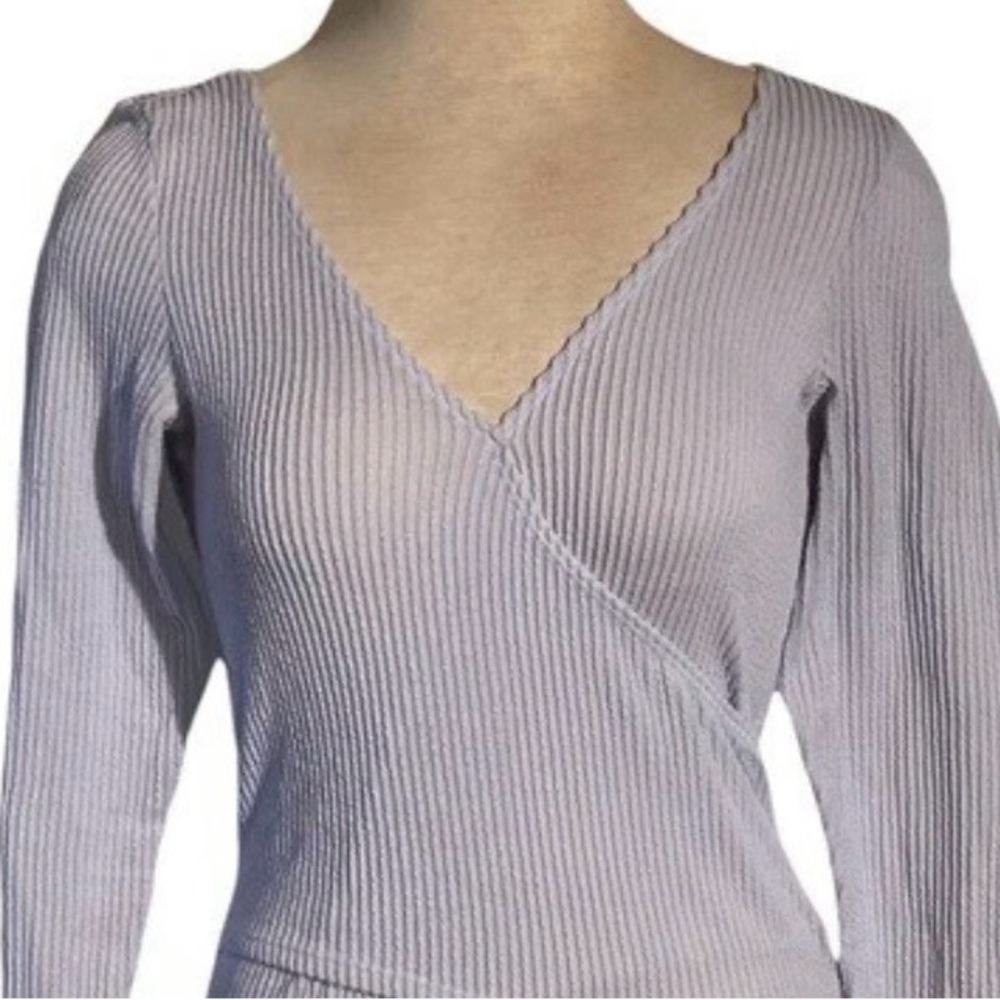 NWT Hollister Faux Wrap Gray Long Sleeve Top Minimalist SZ M
